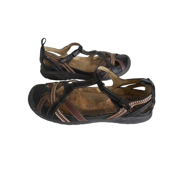 JBU Jambu Sz 9.5 Charley Strappy Sandals Vegan / Leather hook loop close Black - Picture 2 of 12